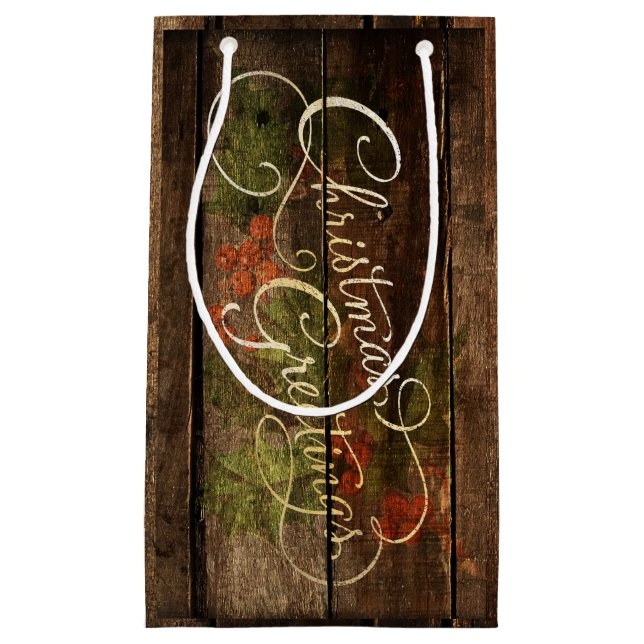 Petit Sac Cadeau Noël rustique (Devant)