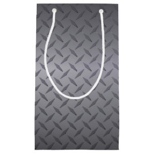 Petit Sac Cadeau Noir à gris Diamondplate Acier Look Art
