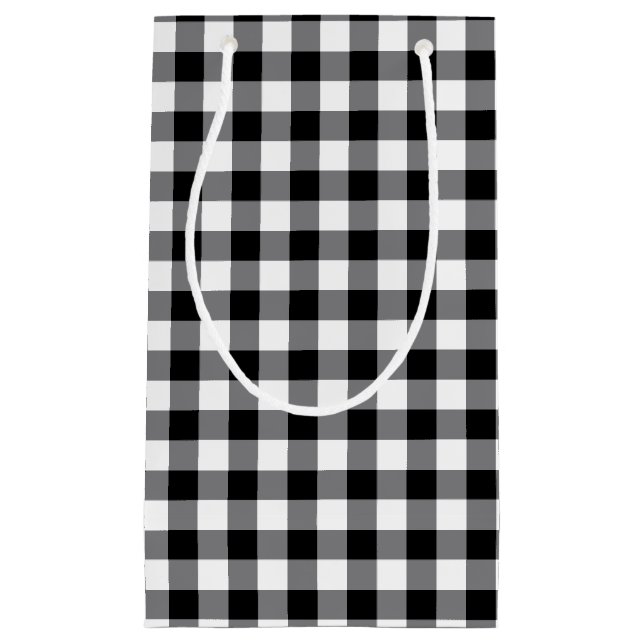 Petit Sac Cadeau Noir Et Blanc En vichy (Devant)