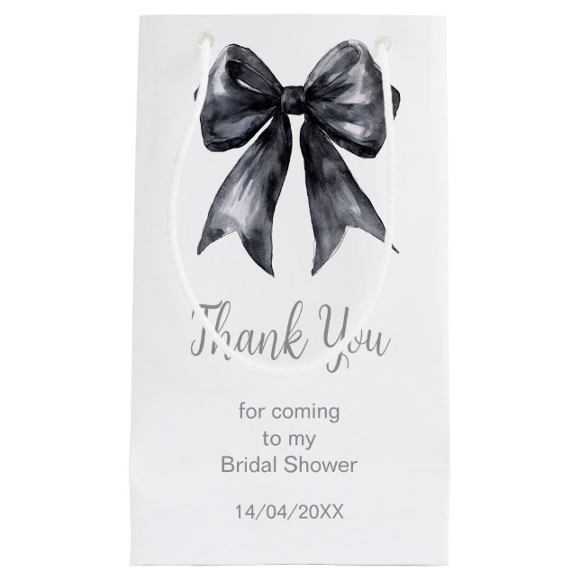 Petit Sac Cadeau Noir Ruban Coquette Mariage (Devant)