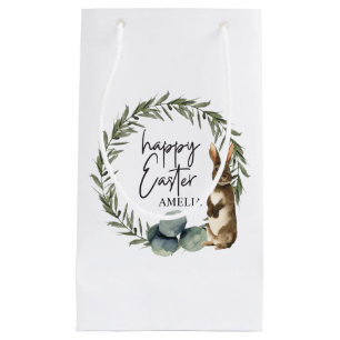 Petit Sac Cadeau Nom personnalisé Enfants Aquarelle Pâques