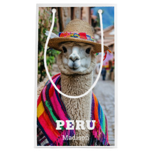 Petit Sac Cadeau Nom personnalisé Pérou Llama