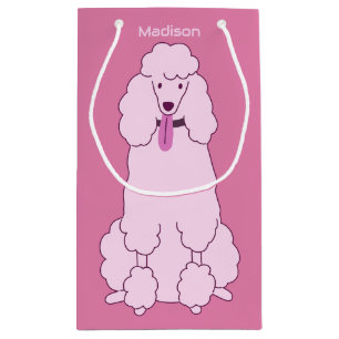 Petit Sac Cadeau Nom personnalisé Poodle rose