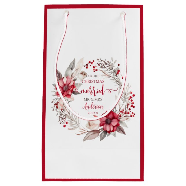 Petit Sac Cadeau Notre premier mariage de Noël (Devant)