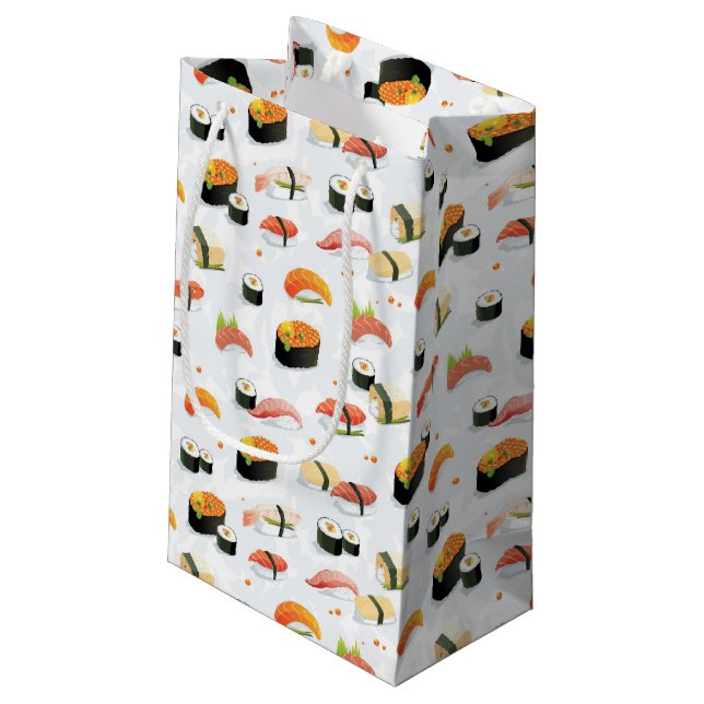 Petit Sac Cadeau Nourriture japonaise : Motif de sushi (Dos Angle)