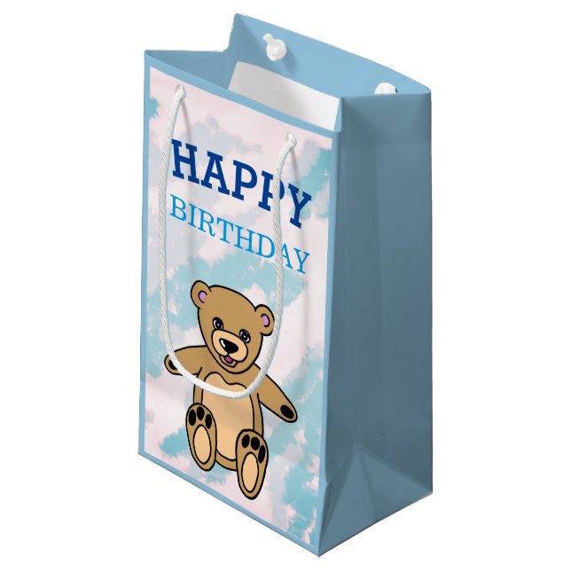 Petit Sac Cadeau Nouvel anniversaire de l'ours en peluche Brown (Devant Angle)