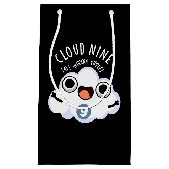 Petit Sac Cadeau Nuage Neuf Funny Météo Pun Dark BG (Devant)