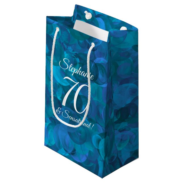 Petit Sac Cadeau Ocean Blue 70 et fête d'anniversaire sensationnell (Devant Angle)
