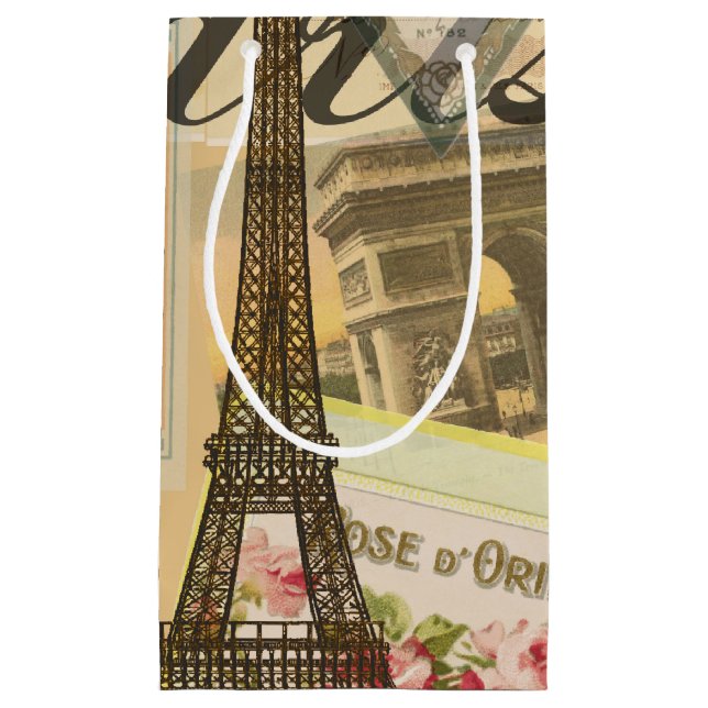 Petit Sac Cadeau Oeuvre colorée Vintage voyage Paris France (Devant)