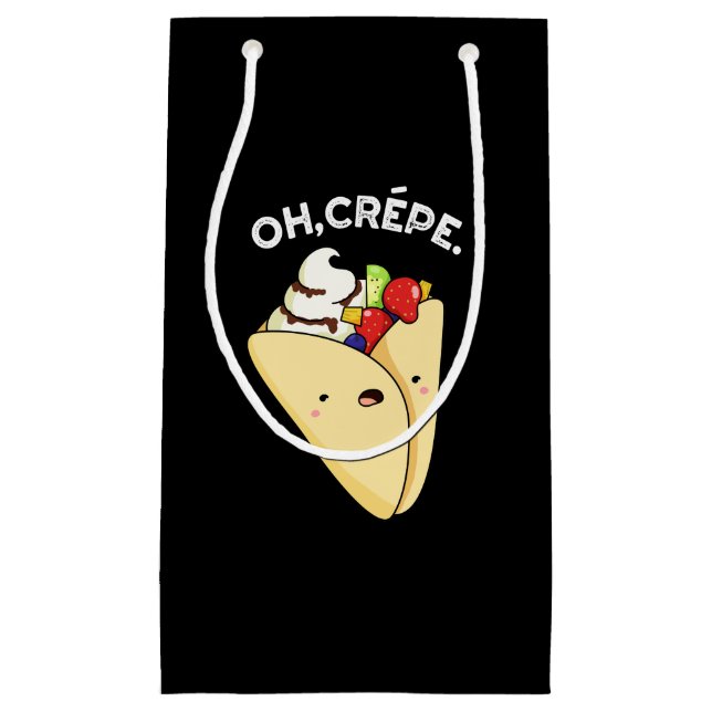 Petit Sac Cadeau Oh Crepe Funny Food Pun Dark BG (Devant)