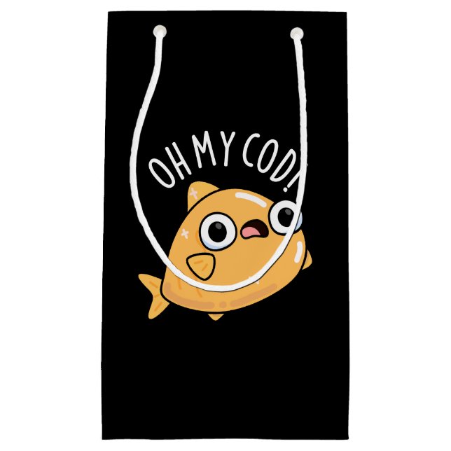 Petit Sac Cadeau Oh My Cod Funny Fish Pun Dark BG (Devant)