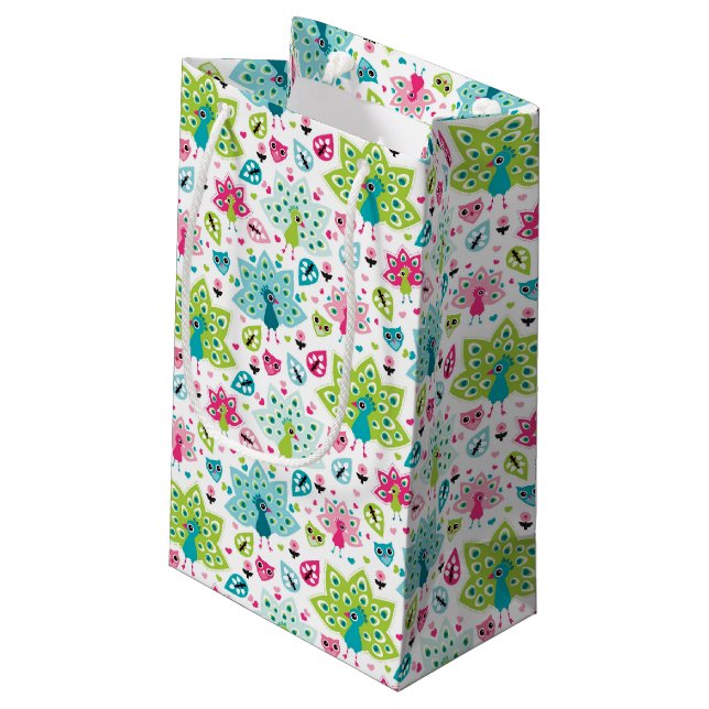 Petit Sac Cadeau oiseau et hibou de paon (Dos Angle)