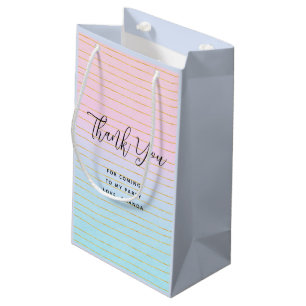 Petit Sac Cadeau Ombre bleu rose avec Merci Gold Lines