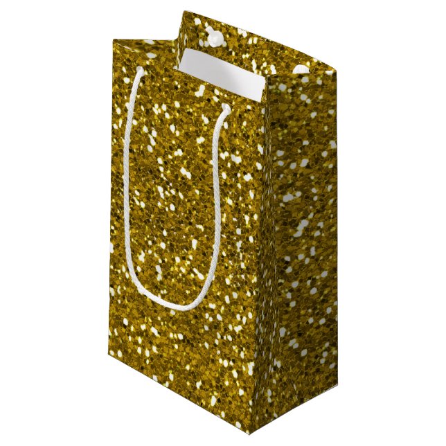 Petit Sac Cadeau Or élégant de parties scintillantes (Devant Angle)