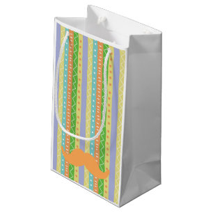 Petit Sac Cadeau Orange Mustache Fiesta Coloré Motif amusant Señor