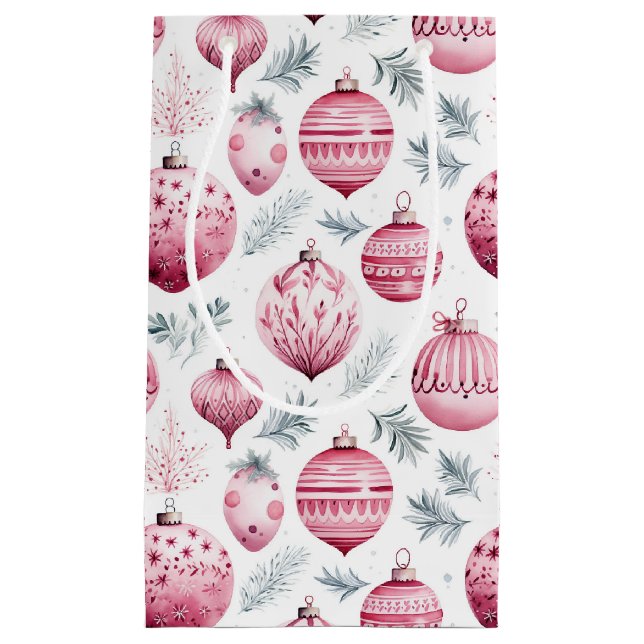 Petit Sac Cadeau Ornements roses (Devant)