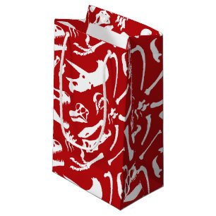 Petit Sac Cadeau Os de dinosaure (rouges)