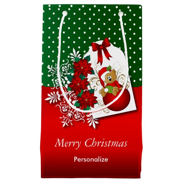 Petit Sac Cadeau Ours de Noël (Devant)