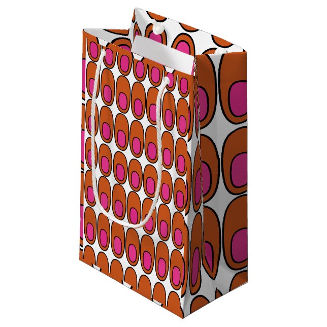 Petit Sac Cadeau Ovales orange et rose (Devant Angle)