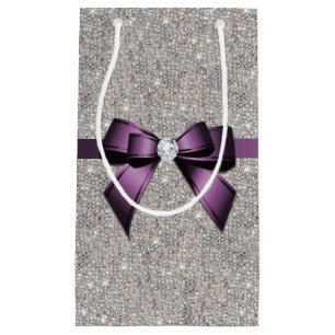 Petit Sac Cadeau Paillettes étincelantes élégantes, arc pourpre