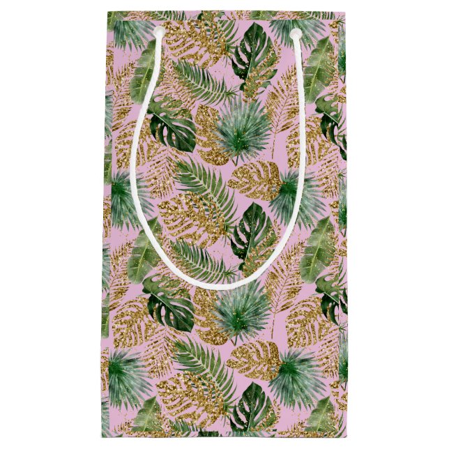 Petit Sac Cadeau Palme tropicale moderne Feuilles Monstera Parties  (Devant)