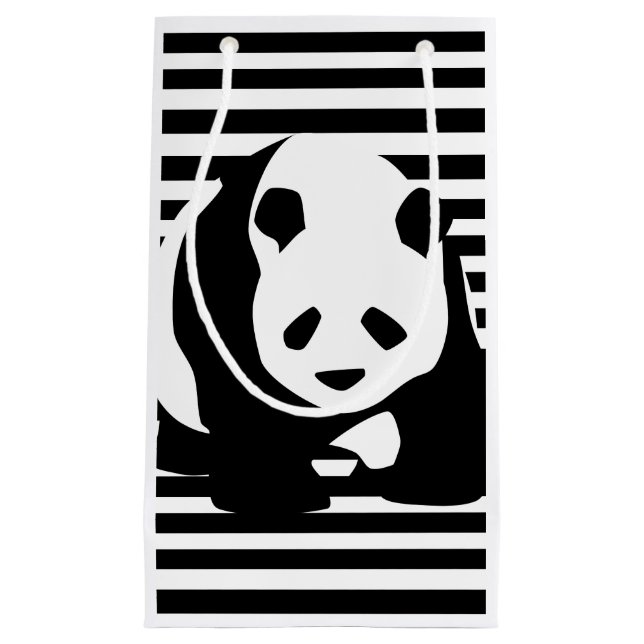 Petit Sac Cadeau Panda et rayures noirs et blancs (Devant)