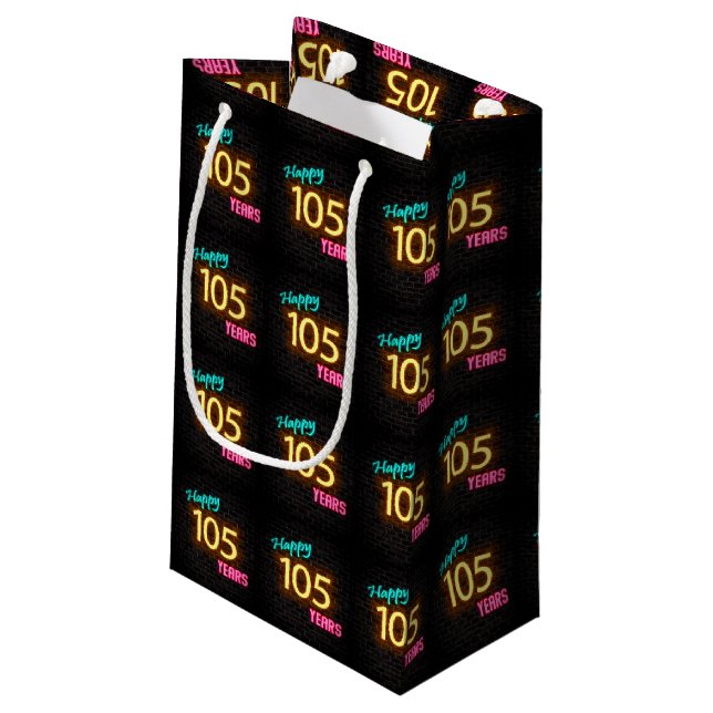 Petit Sac Cadeau Panneau néon pour 105ème anniversaire (Dos Angle)