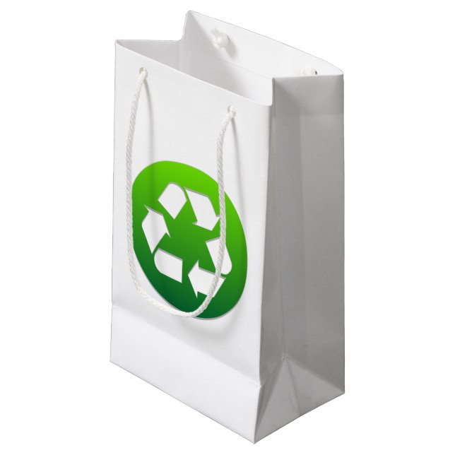 Petit Sac Cadeau Panneau Recyclage vert (Devant Angle)
