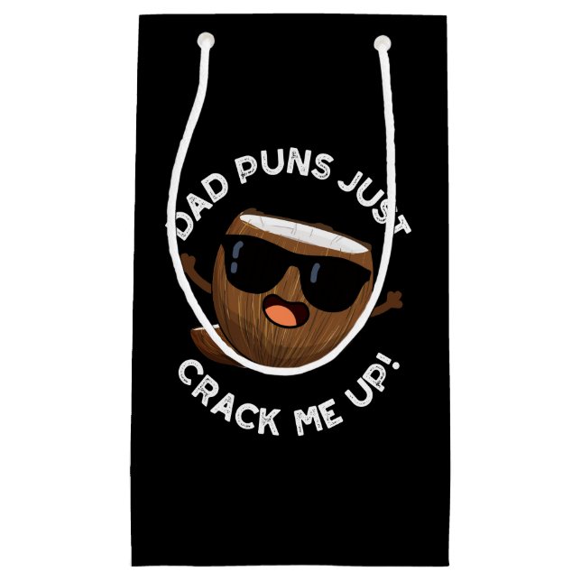 Petit Sac Cadeau Papa Puns M'Accroche Funky Coconut Pun Dark BG (Devant)