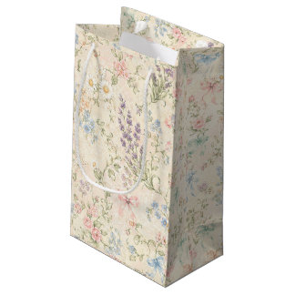 Petit Sac Cadeau Papier Floral Pastel Grandmillennial Cottage Vinta