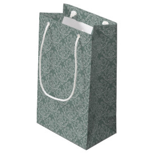 Petit Sac Cadeau Papier peint floral vert
