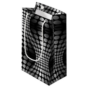 Petit Sac Cadeau Papier peint Vagues pointillé noir et blanc
