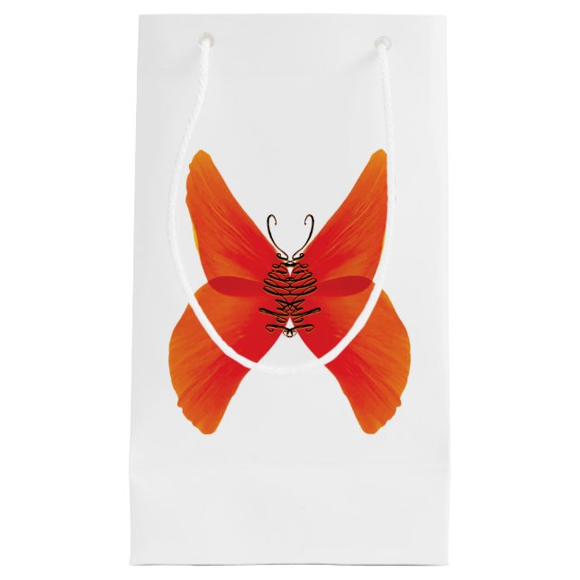 Petit Sac Cadeau Papillon rouge orange avec votre nom (Devant)