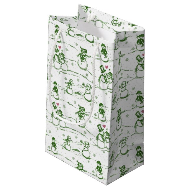 Petit Sac Cadeau Parade des neiges toile - vert (Dos Angle)