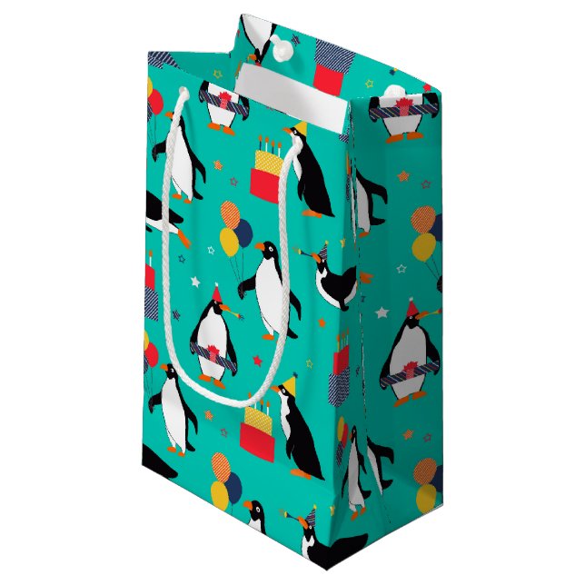 Petit Sac Cadeau Partie de pingouin (Devant Angle)