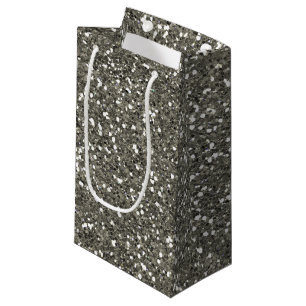 Petit Sac Cadeau Parties scintillantes argentées élégantes
