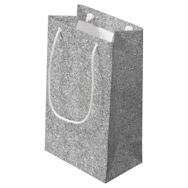 Petit Sac Cadeau Parties scintillantes argentées élégantes (Dos Angle)