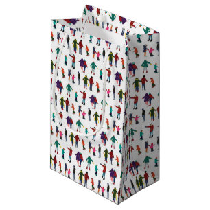Petit Sac Cadeau Patineurs de glace illustrés Noël de vacances d'hi