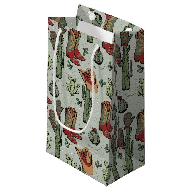Petit Sac Cadeau Pays Noël rouge et vert (Devant Angle)