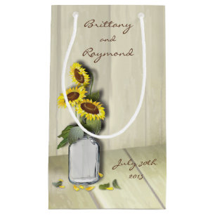 PETIT SAC CADEAU PAYS RUSTIQUE MASON JAR AVEC DES SOUFFRES