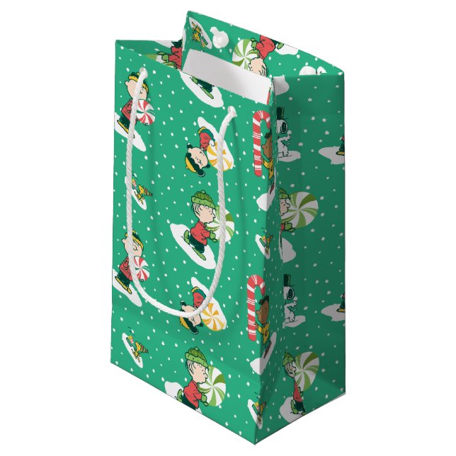 Petit Sac Cadeau Peanuts Peppermint Dreams Snowflake Motif (Devant Angle)