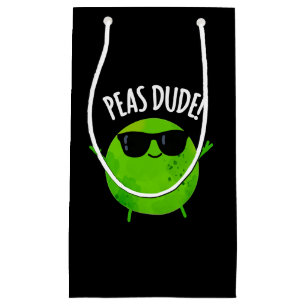 Petit Sac Cadeau Peas Dude Funny Veggie Pea Pun Dark BG