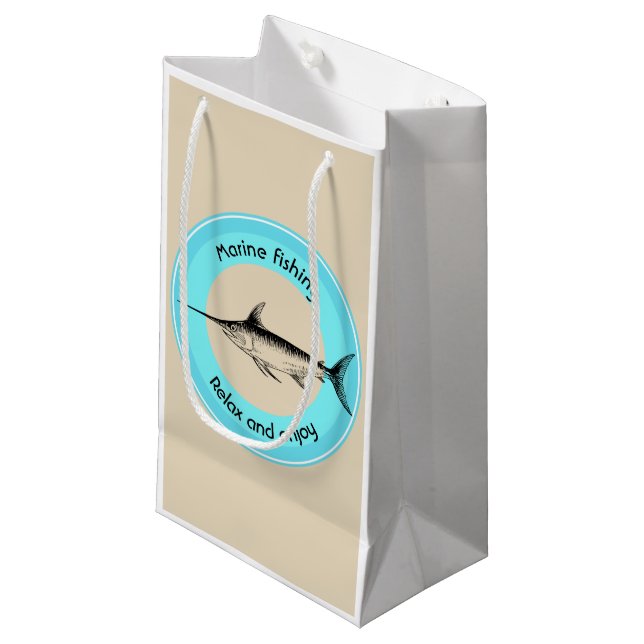Petit Sac Cadeau Pêche marine Relax et profiter (Devant Angle)