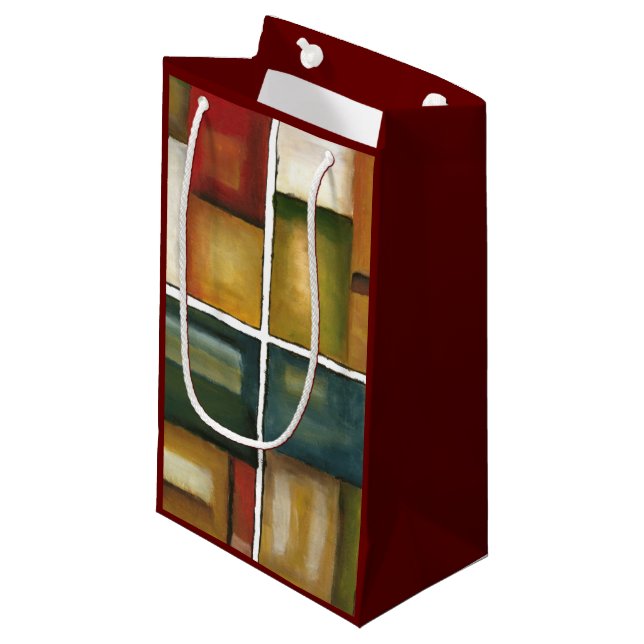 Petit Sac Cadeau Peinture à quatre panneaux par Jennifer Goldberger (Devant Angle)