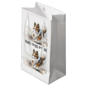 Petit Sac Cadeau Peinture aquarelle Collies rugueuses