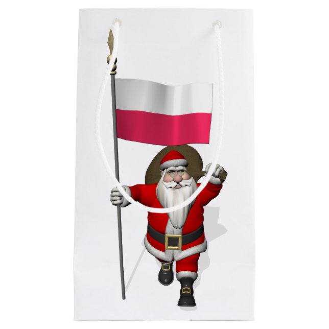 Petit Sac Cadeau Père Noël Avec Drapeau De Pologne (Devant)