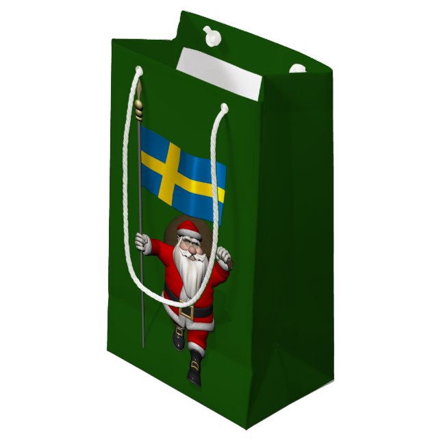 Petit Sac Cadeau Père Noël Avec Drapeau De Suède (Devant Angle)