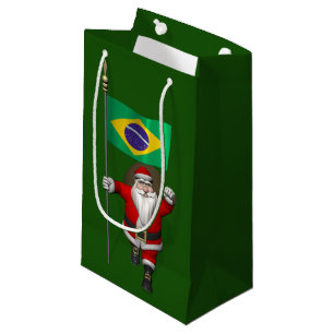 Petit Sac Cadeau Père Noël Avec L'Ensigne Du Brésil