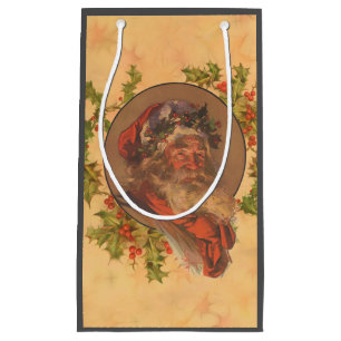 Petit Sac Cadeau Père Noël Leyendecker Antique Victorien