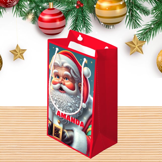 Petit Sac Cadeau Père Noël Personnalisé Enfants Rouge (Créateur téléchargé)